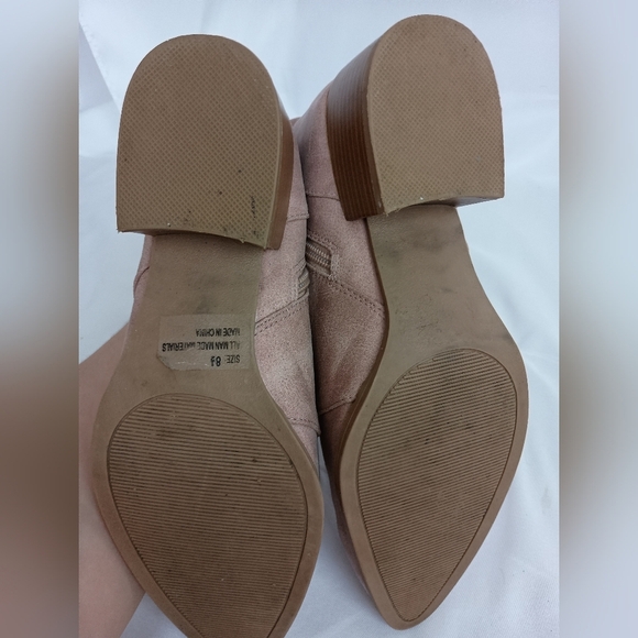 QUPID Western Pink Barbiecore Butterly Soft Pastel Suede Ankle Boots-(#118)‎ - Picture 7 of 7